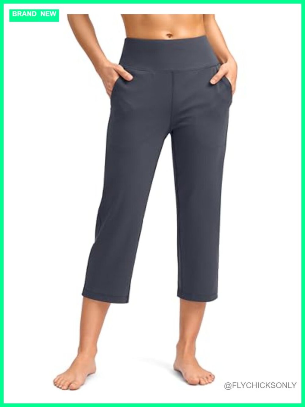 Capri Pants with Pockets Yoga Leggings High Waist Stretch